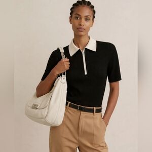 Coach Kristin White Ivory Bone Leather Hobo Shoulder Bag Purse